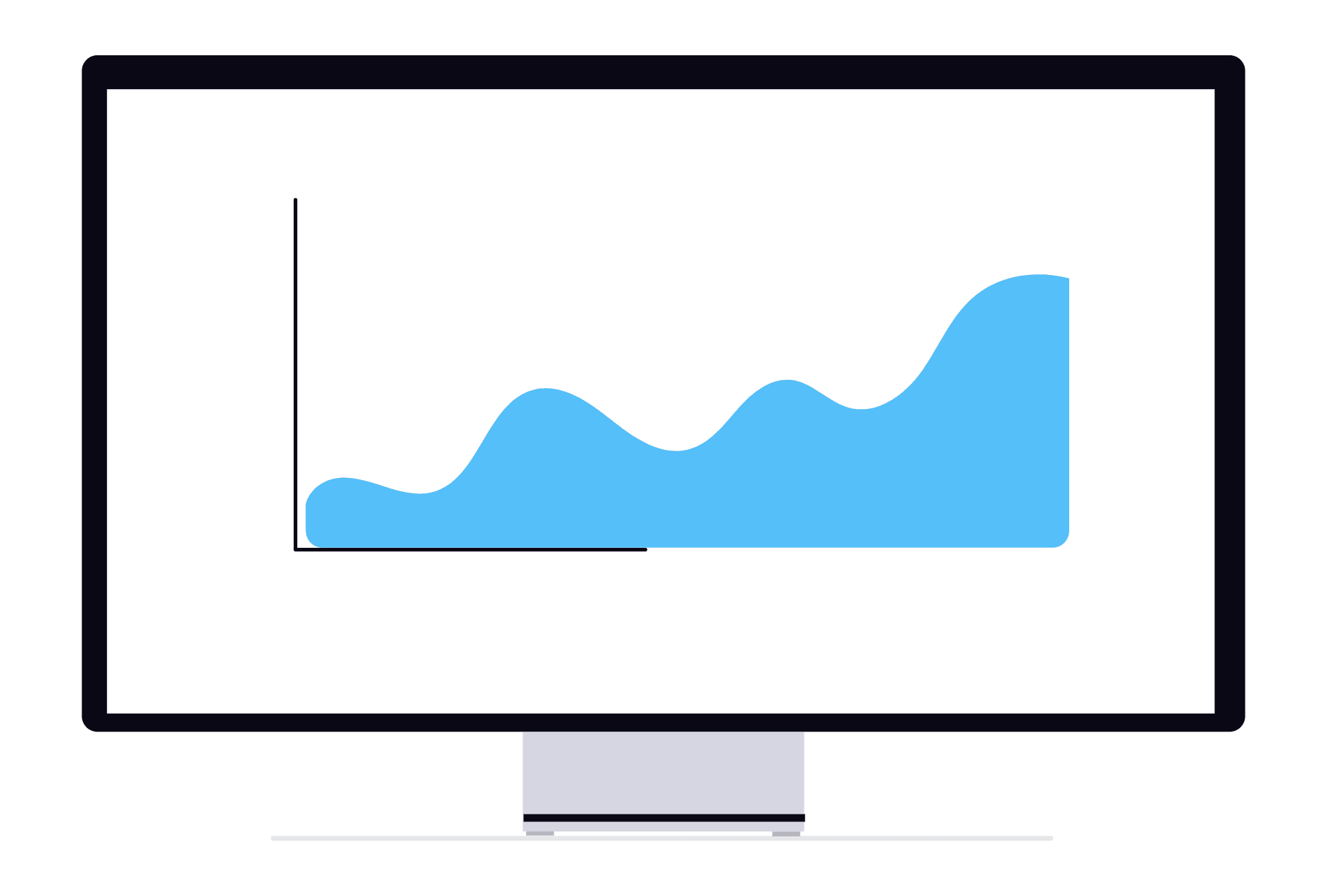 Illustrative analytics dashboard with an upward trend line